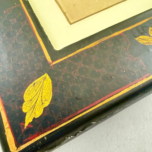English Regency Period Watercolored Cherry Print in Hand Painted Lacquered Frame For Sale - Image 11 of 16