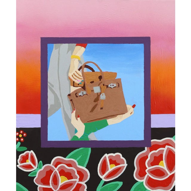 Floral Pop Art Abstract Figurative Contemporary Painting "Baby Birkin" Original Artwork by Danny Brown For Sale - Image 9 of 9