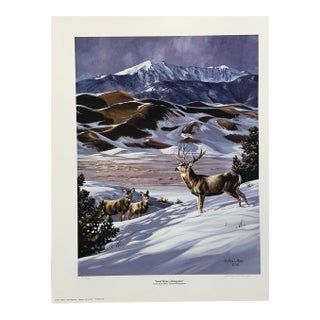 1990s Jocelyn Lillpop Russell Sand Dunes Delegation Signed Numbered Wildlife Print Mule Deere Mountains For Sale