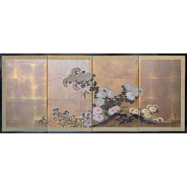 1950-1960s Showa Era Pair of Painted Japanese Byobu Screens For Sale - Image 9 of 18