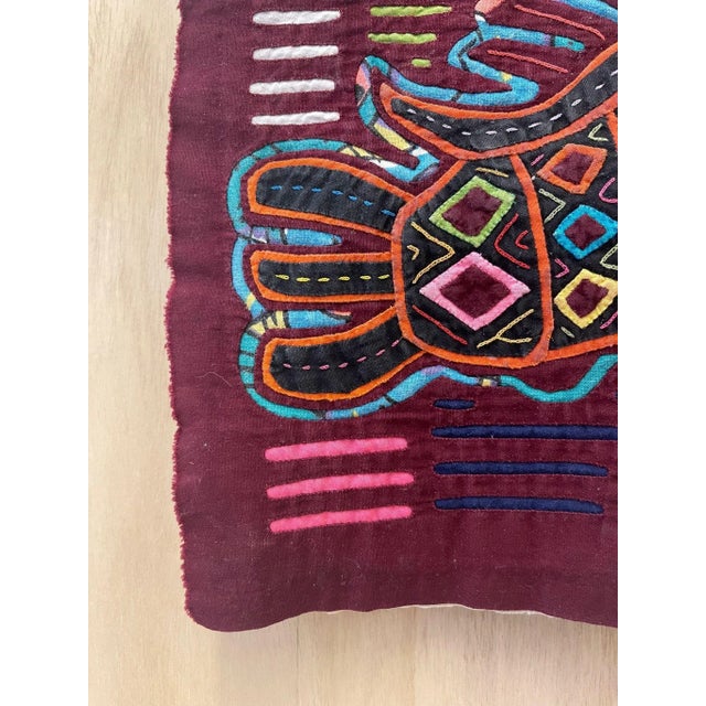 Vintage Embroidery Maroon Fabric Remnant For Sale In Seattle - Image 6 of 9