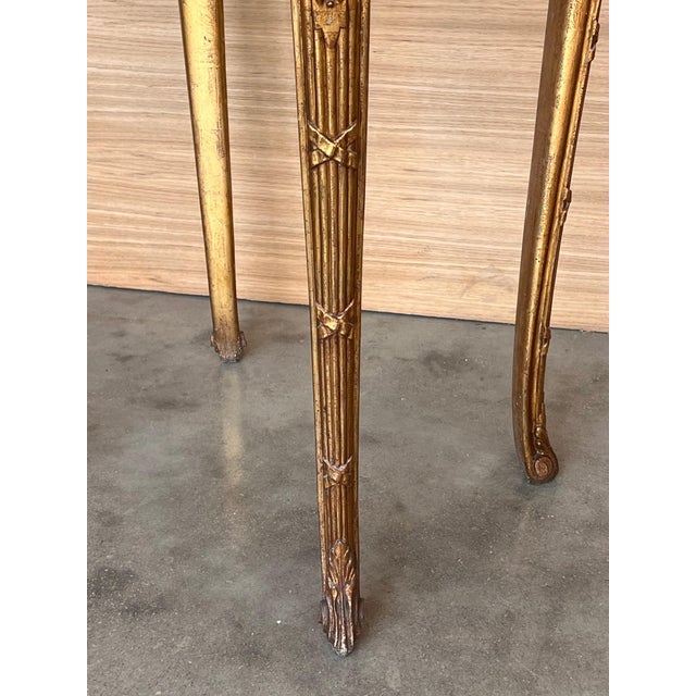 Early 20th Century French Louis XVI Style Gilded Oval Console Table with Four Legs For Sale - Image 9 of 18