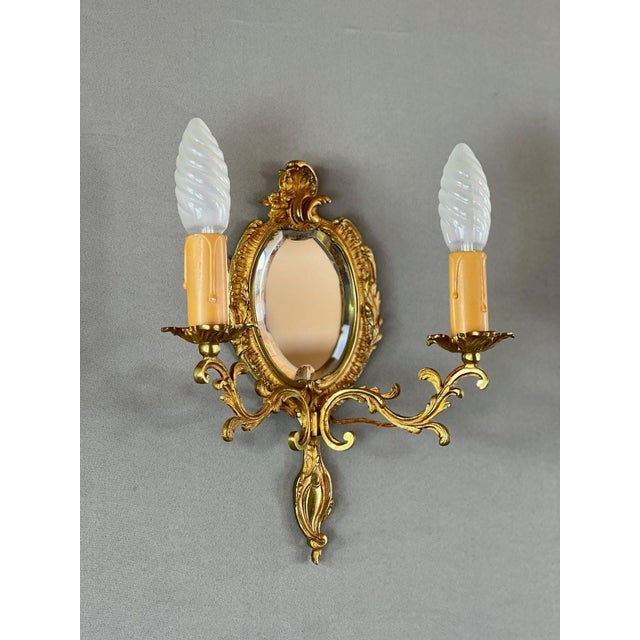20th Century Louis XV Style Wall Sconces with Mirrors, Set of 2 For Sale - Image 10 of 10