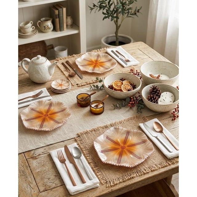 Hand-Painted South African Art Pottery Hexagonal Platters - Set of 4 For Sale - Image 11 of 12