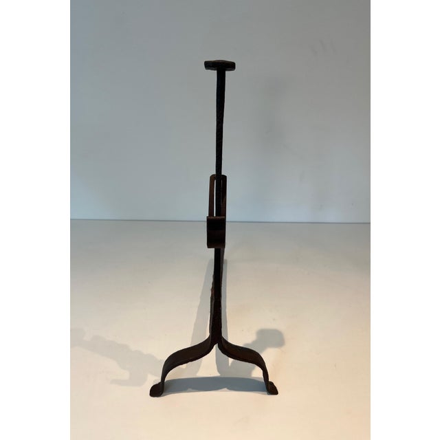 Black Early 1900s Wrought Iron Andirons - a Pair For Sale - Image 8 of 12