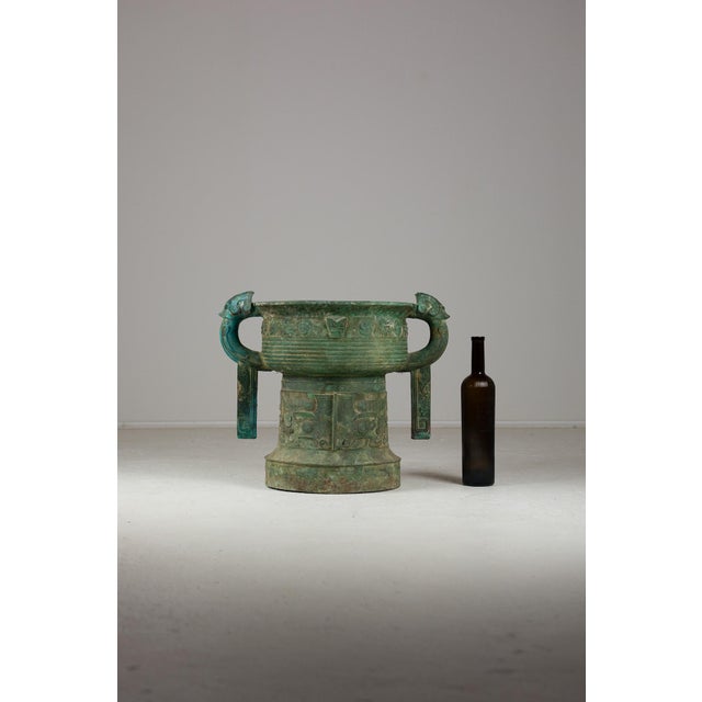Large Archaic Bronze Gui Vessel with Taotie Beast For Sale - Image 10 of 11