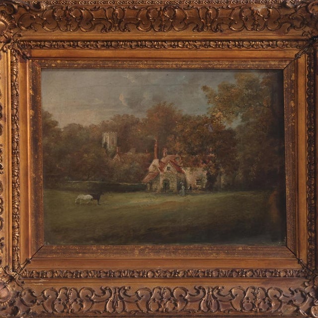 English 1870 English Landscape Painting on Canvas For Sale - Image 3 of 4