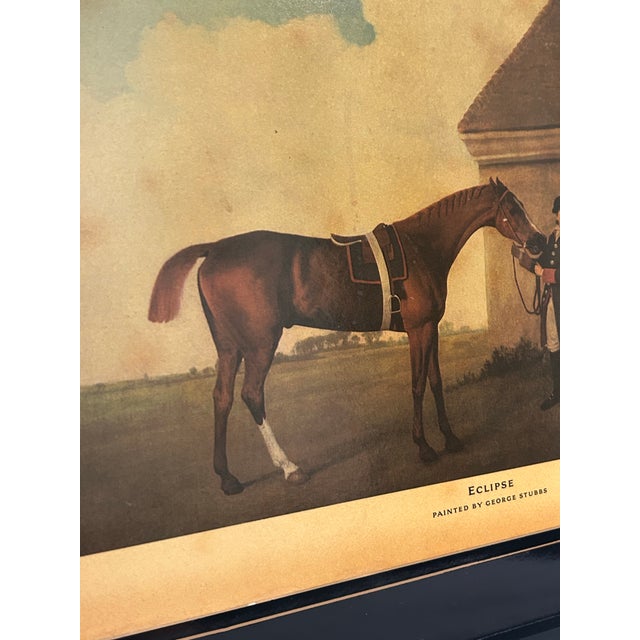 Abercrombie & Fitch Vintage Abercrombie & Fitch English Black Lacquer Wood Serving Tray With George Stubbs “Eclipse” Equestrian Print For Sale - Image 4 of 13