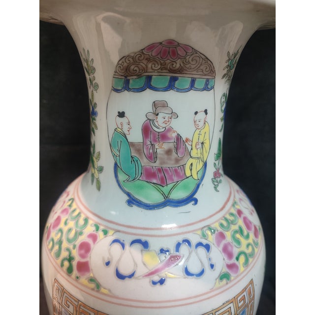 Early 20th Century Chinese Ceramic Vase Qing Dynasty Kangxi Marked Famille Verte Porcelain Vase Hand Painted Figures Story Pattern For Sale - Image 5 of 11
