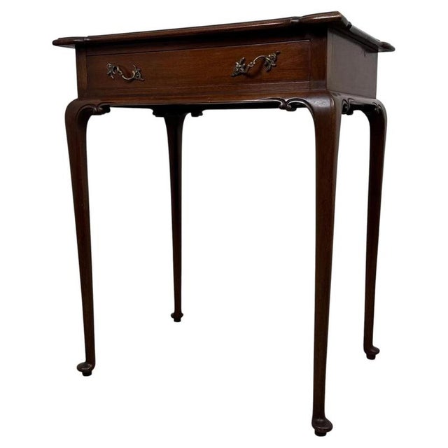 Antique Early 20th Century English Mahogany Side Table with Cabriole Legs For Sale - Image 10 of 12