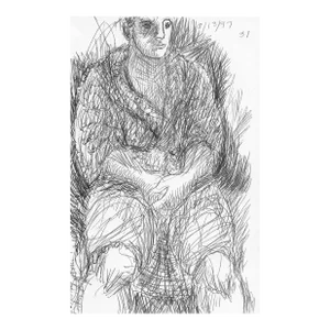 1997 James Bone Male Figure in Robe Drawing