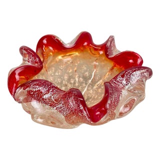 Murano Glass Floral Bowl from Barovier + Toso, Italy, 1970s For Sale