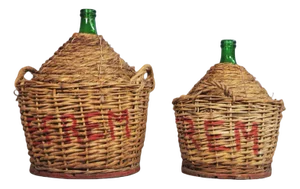 Green Glass Demijohns, 1950, Set of 2