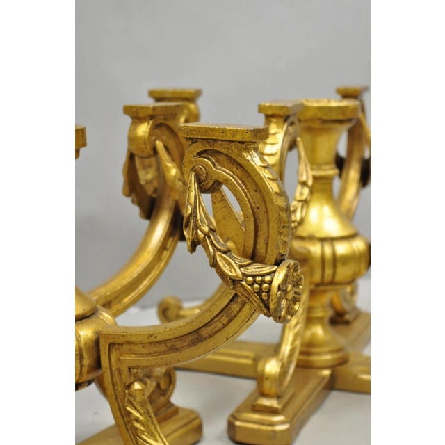 Vintage Italian Hollywood Regency Gold Gilt Metal Double Pedestal Coffee Table For Sale - Image 12 of 18