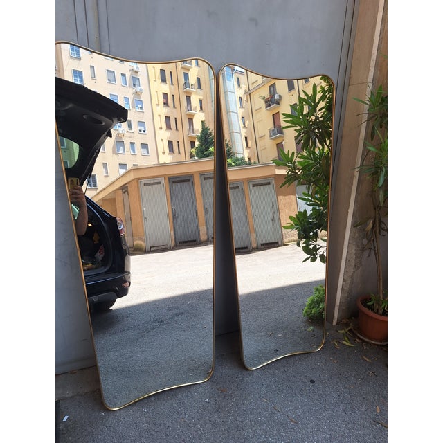 Wall Mirror with Brass Frame in the style of Gio Ponti for Fountain Art Park of the Princes Naples, 1990s For Sale - Image 6 of 16