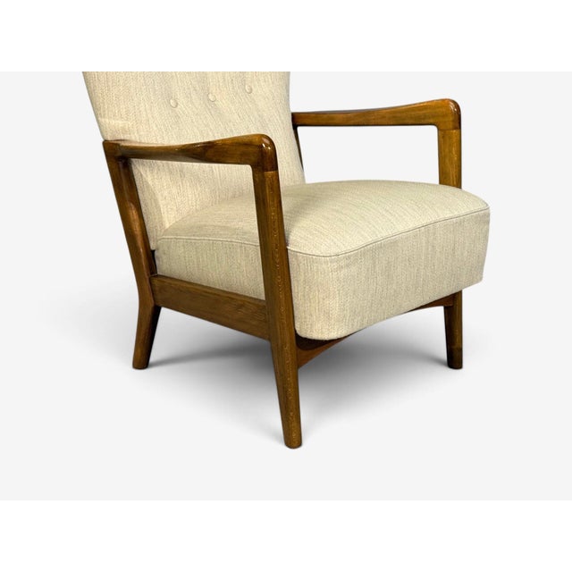 Beige Søren Hansen, Lounge Chairs, Wool, Beech, Denmark, 1940s For Sale - Image 8 of 12