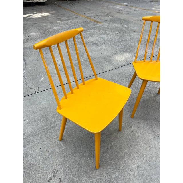 Wood 1970s Pair of Danish Yellow Mid Century Chairs- a Pair For Sale - Image 7 of 7