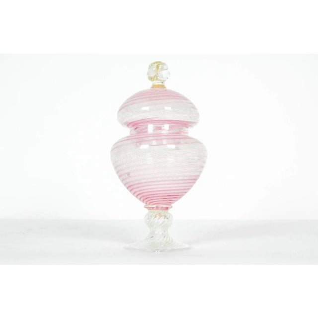 Mid 20th Century Vintage Murano Glass Decorative Covered Dish For Sale - Image 5 of 5