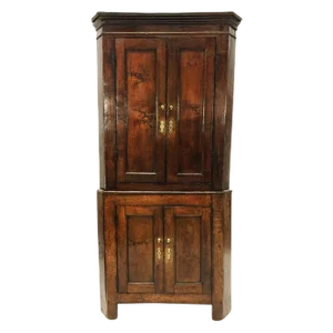 Early 19th Century Dutch Oak 2-Part Corner Cupboard
