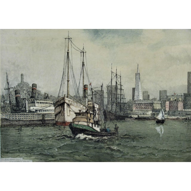 This artwork titled "San Francisco, Fisherman's Wharf" c.1975 is a color etching on Wove paper by noted Austrian artist...