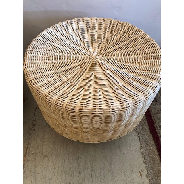 Woven Rattan Round Ottomans a Pair Chairish