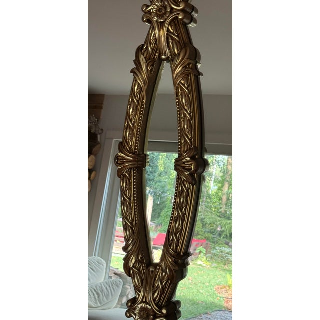 Gold Large Vintage Bassett Hollywood Regency Triple Oval Gilt Triptych Mirror For Sale - Image 8 of 12