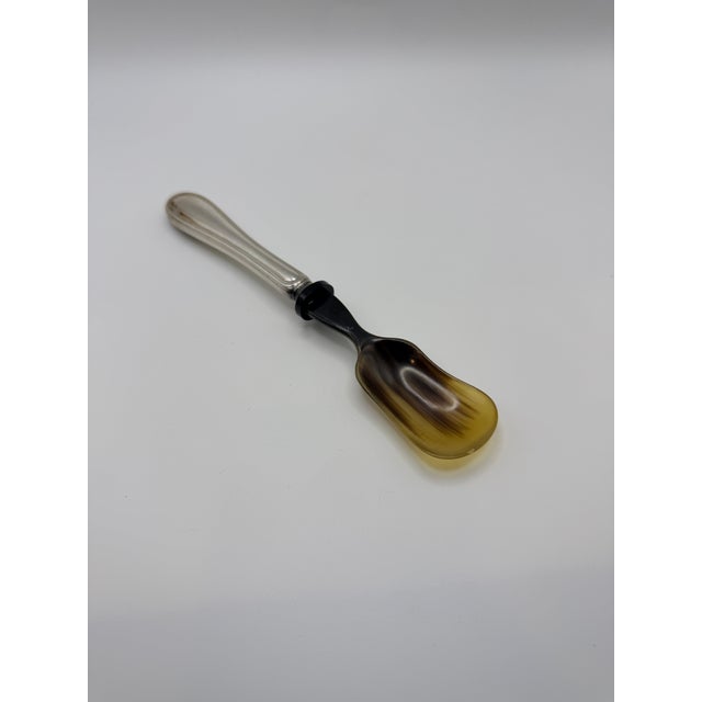 1990s Italian Silver & Horn Caviar Serving Spoon – Greggio, Italy For Sale - Image 4 of 5