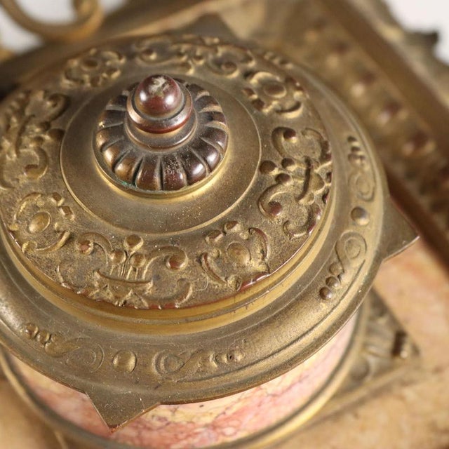 Bronze and Marble Desk Inkwell For Sale - Image 4 of 11