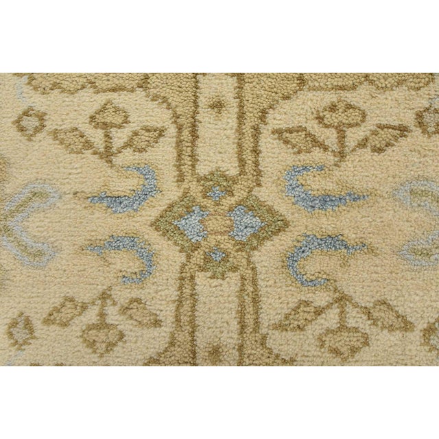 Ivory Oushak Runner 2’7” X 8’1” Ivory Wool Tribal Hand-Knotted Oriental Rug For Sale - Image 8 of 12