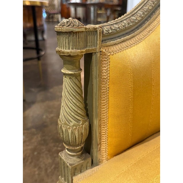 19th Century French Louis XVI Painted Bergère For Sale - Image 5 of 6