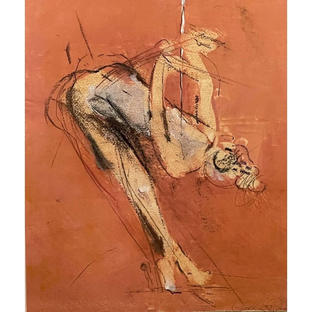 1950s 1950s Mixed-Media Figurative Drawing of a Ballerina, Framed For Sale - Image 5 of 6