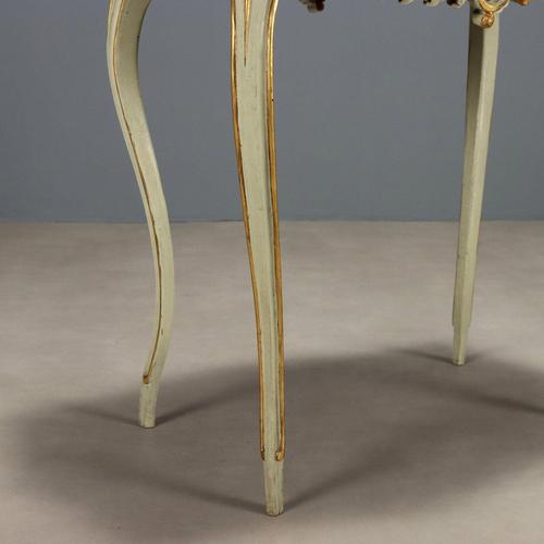 Antique Coffee Table in Lacquered Wood with Marble Top, Italy, 20th Century For Sale - Image 4 of 10