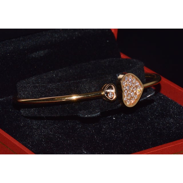 Late 20th Century Authentic Chopard Happy Hearts 0.45ct Diamond Open Bangle Bracelet in 18k Rose Gold For Sale - Image 15 of 18