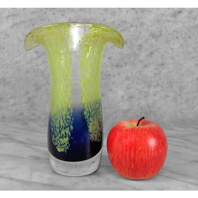 Vintage Italian Blue & Green Hand Blown Art Glass Vase, c. Mid 20th Century - Pairs Nicely with Many Mid-Century &...