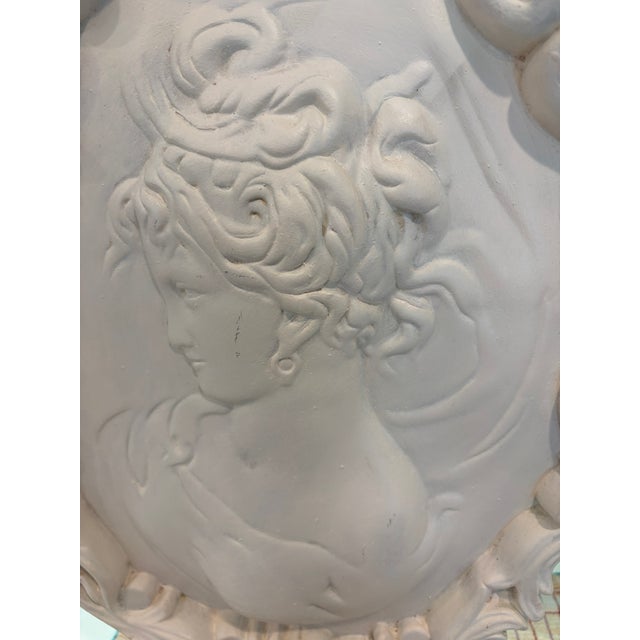 Oversized Large French Baroque Cameo Wall Plaque Portrait Relief in Antique White For Sale In Miami - Image 6 of 14