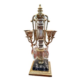 Vintage Dilly Brass Candelabra With Carrara Marble Base For Sale