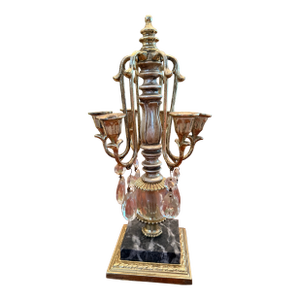 Vintage Dilly Brass Candelabra With Carrara Marble Base