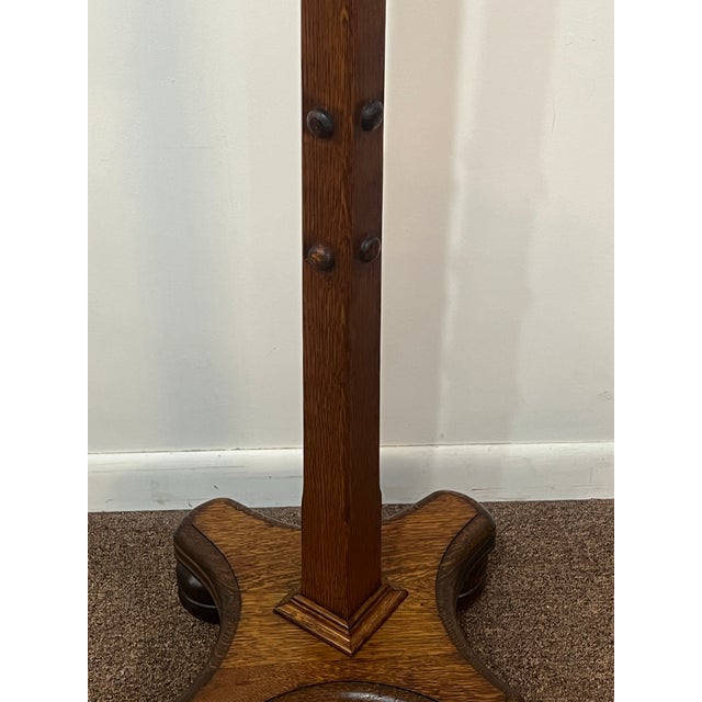 Wood Antique Mission Oak 1800's Coat Rack Coat Tree For Sale - Image 7 of 11