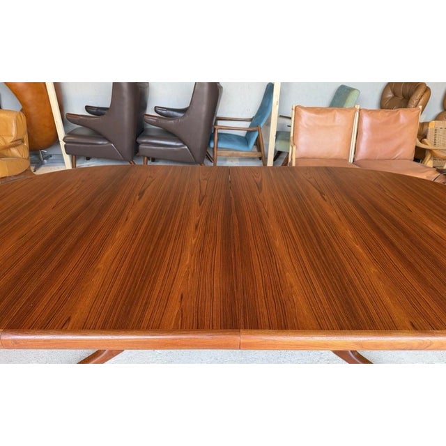 Brown Double Extending Round Dining Table by Svend Aage Madsen, 1960s For Sale - Image 8 of 14