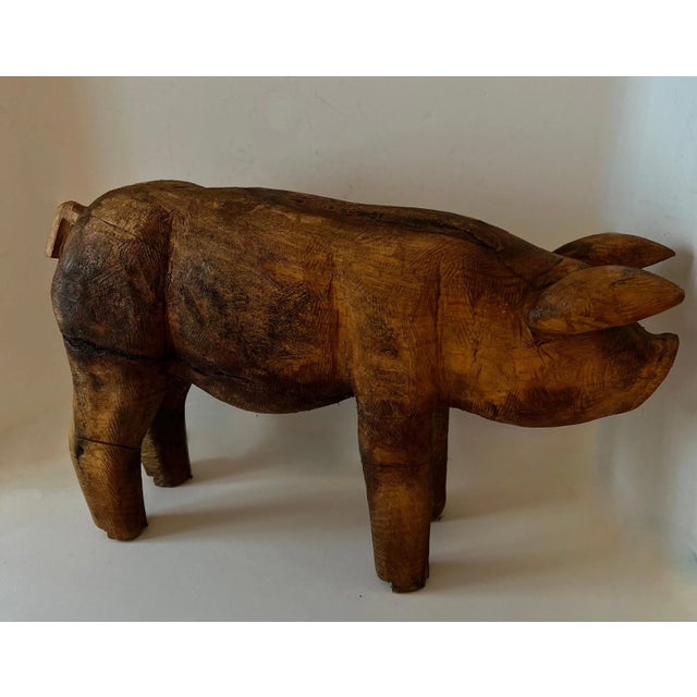 Early 20th Century Hand Carved Folk Art Standing Pig For Sale In Los Angeles - Image 6 of 12