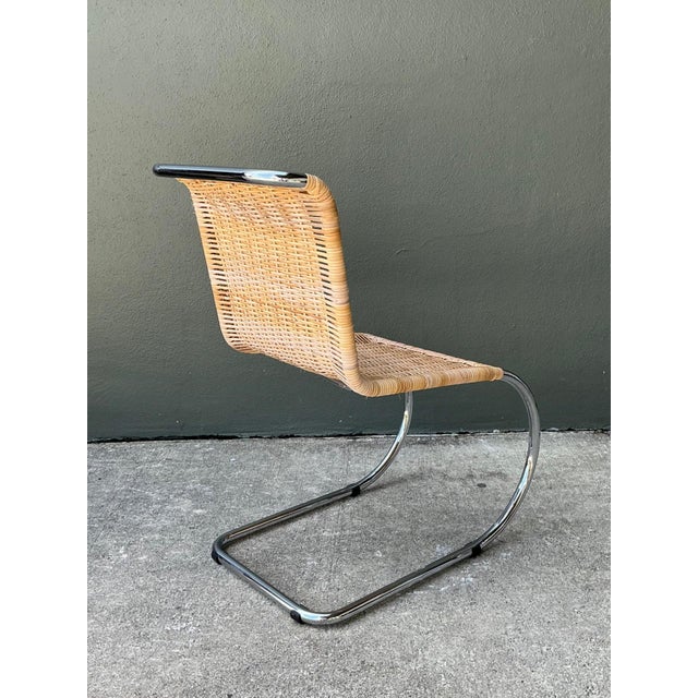 Vintage Mies Van Der Rohe for Knoll Cantilevered Chrome and Rattan Mr Chair For Sale - Image 11 of 18