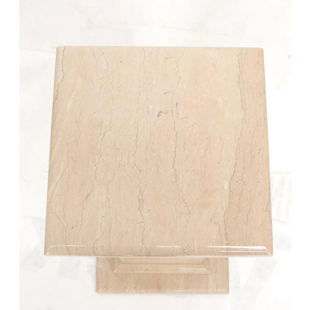 Mid-Century Modern Square Light Pink Marble Pedestal For Sale - Image 3 of 10