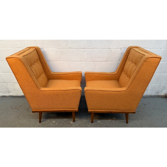Pair of Vintage Mid-Century Modern Orange Upholstered Armchairs For Sale In New York - Image 6 of 13