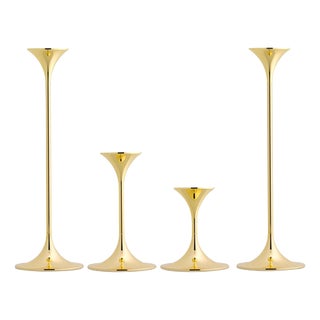 Jazz Candleholders in Steel with Brass Plating by Max Brüel, Set of 4 For Sale