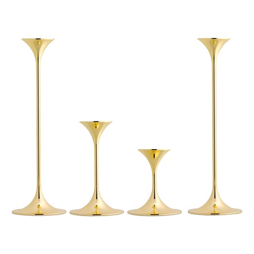 Jazz Candleholders in Steel with Brass Plating by Max Brüel, Set of 4 For Sale