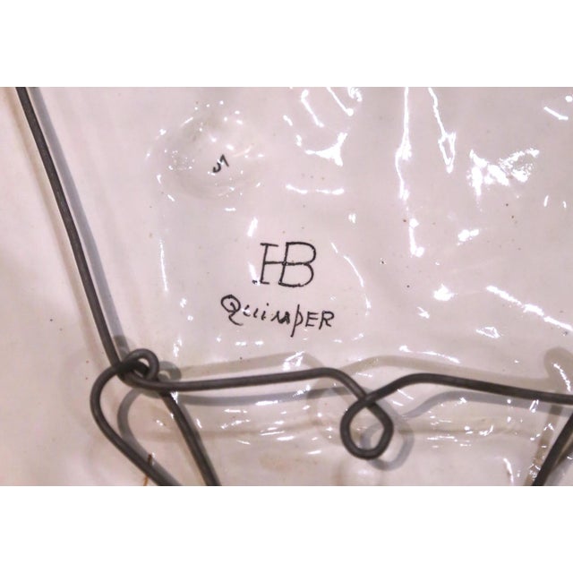 19th Century French Hb Quimper Faience Octagonal Wall Platter or Serving Tray For Sale - Image 10 of 10