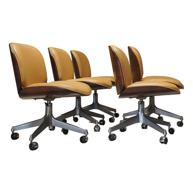 Office Chairs attributed to MIM Roma, 1958, Set of 5 For Sale