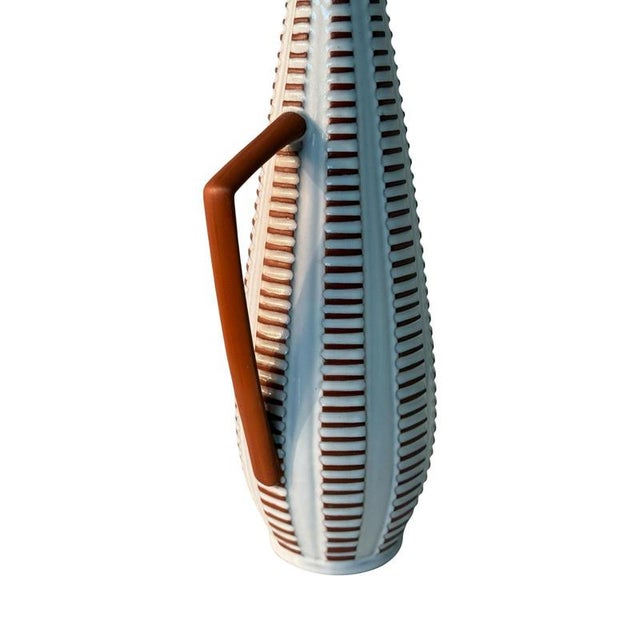 Ca. 1970, Western Germany made vase, or a pitcher /Jug. Cool and clean design with a glazed inside. Marked at the bottom....