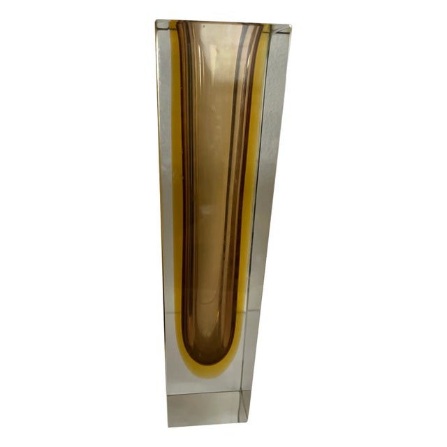 Mid-Century Brown Amber and Clear Murano Sommerso Glass Vase from Murano Glass Sommerso, 1960s For Sale - Image 4 of 4