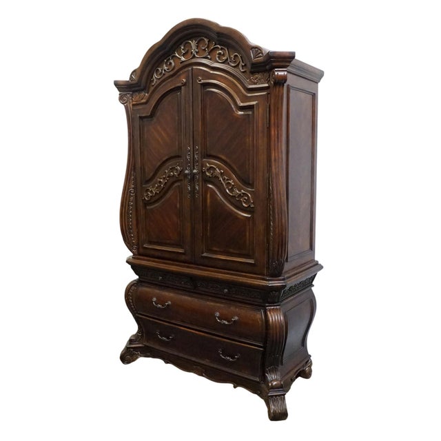 AICO MICHAEL AMINI Romanza Collection Old World Baroque 54" Bombe Media Armoire - Deep Claret Finish 74080 91" High 54.25"...